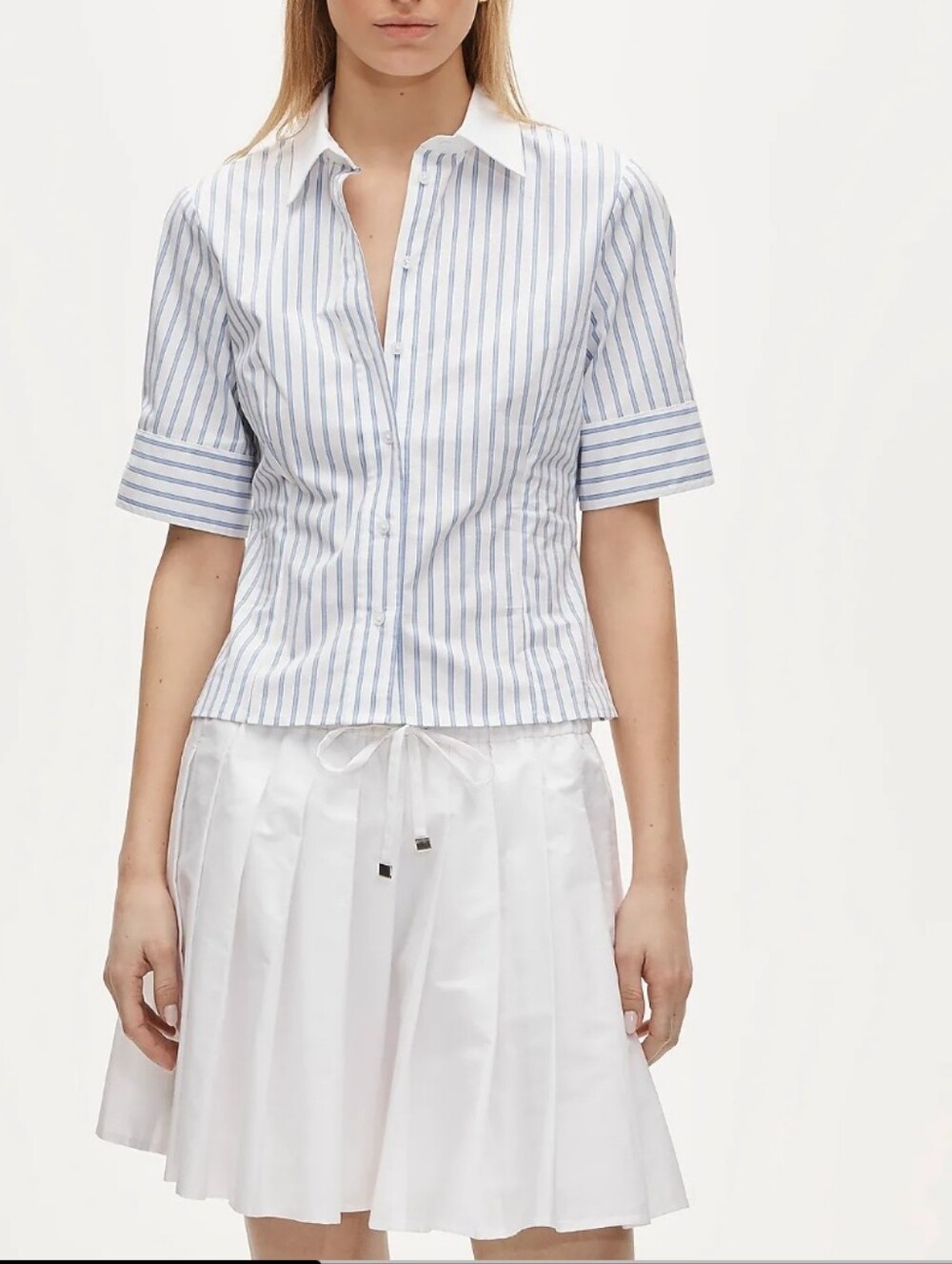 J. Crew  Eleanor Slimmer Fit Blue & White Striped Cotton Button-Down Shirt Sz 2